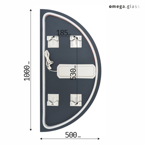 Зеркало OMEGA GLASS с подсветкой Tronco C 50х100, детальное фото