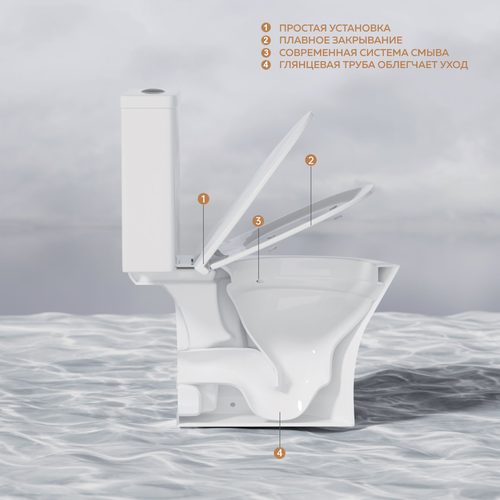 Унитаз WATERSENSE напольный безободковый с быстросъемным сиденьем микролифт Ba, изображение