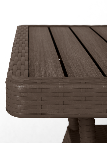 Стол садовый OLA DOM Rattan, квадратный, коричневый 75,5х76х74,5см, изображение