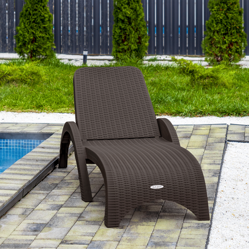 Шезлонг OLA DOM Rattan, коричневый 187х73х44см, 13,5кг, крупный план
