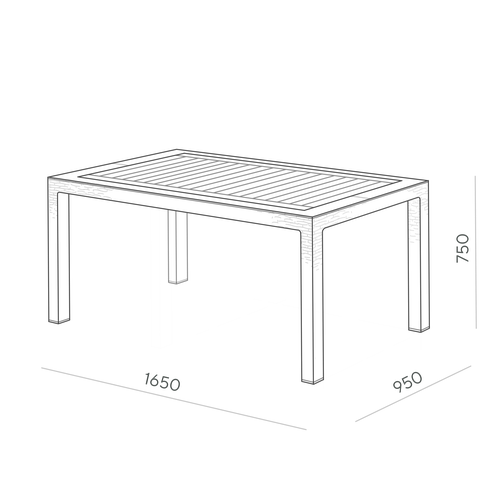 Стол садовый OLA DOM Rattan прямоугольный, коричневый, 160х95х75см, 30кг, изображение