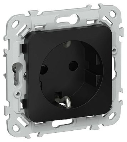 Розетка IEK Flite с з/к/ш б/к 16А РСш11-1-ФлЧ чер., изображение