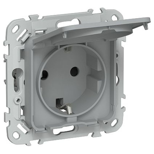 Розетка IEK Flite с з/к/ш кр б/к 16А IP44 РСшкр11-1-44-ФлС сер., фотография