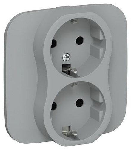 Розетка IEK Flite 2-я с з/к без з/ш б/к 16А РС12-1-А-ФлС сер., детальное фото