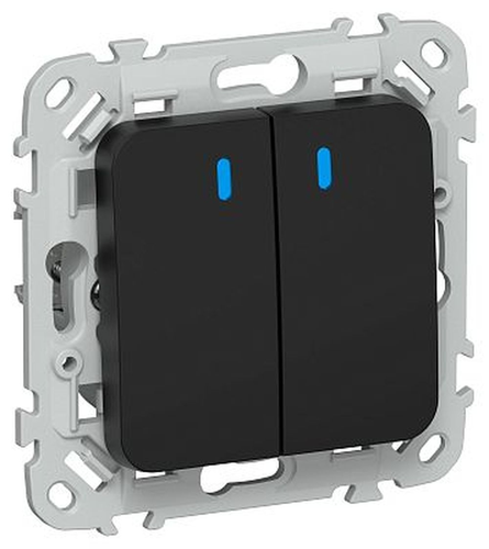 Выключатель IEK Flite 2-кл. с инд. 10А ВС12-1-1-ФлЧ чер., картинка