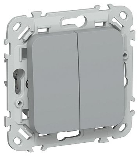 Выключатель IEK Flite 2-кл. 10А ВС12-1-0-ФлС сер., картинка