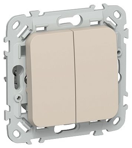 Выключатель IEK Flite 2-кл. 10А ВС12-1-0-ФлЛ льн., фотография