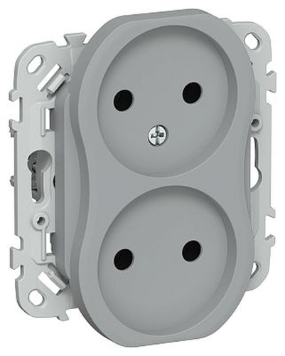 Розетка IEK Flite 2-я без з/к/ш б/к 10А РС02-1-ФлС сер., фото