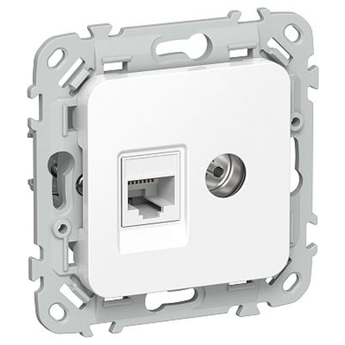 Розетка IEK Flite 2-я RJ45/TV кат.5Е UTP РКТВ5е-2-0-ФлБ бел., фото