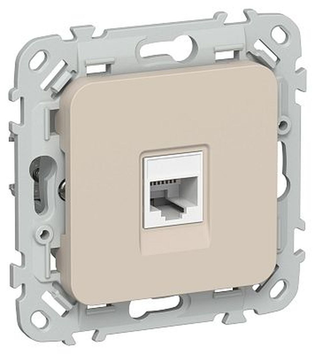 Розетка IEK Flite комп. RJ45 кат.5Е UTP РК5е-1-0-ФлЛ льн., фотография