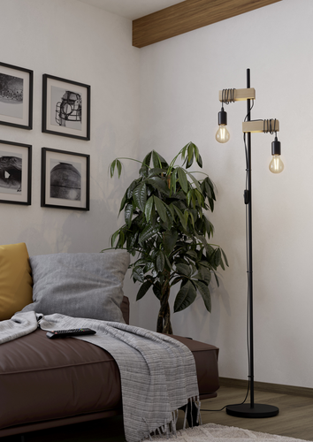 Торшер EGLO с ножн. выкл. townshend, 2х10we27-led, l205, b250, h1665, ст, изображение
