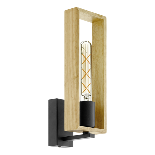 Бра EGLO littleton, 1x40we27, l110, h330, a115, сталь, дерево, черный, изображение