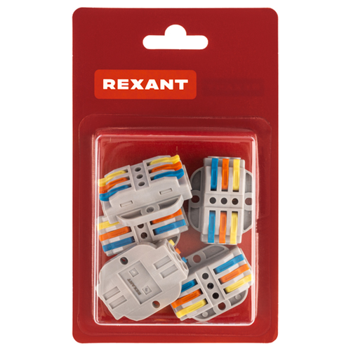 Клемма REXANT смк 222-423p проходн 3 полюса, монт.площ.(0,08-4 мм²), серая, фото