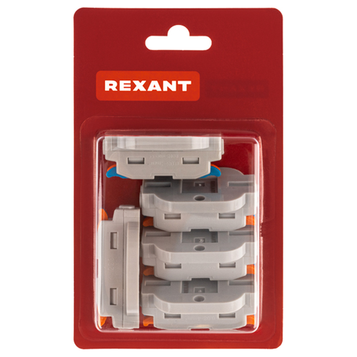 Клемма REXANT смк 222-422p проходн 2 полюса, монт.площ.(0,08-4 мм²), серая, изображение