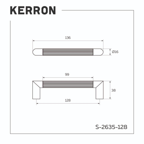 Ручка-скоба KERRON 128мм графит, вид