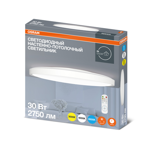 Светильник OSRAM настенно-потолочн круглый -белая рамка 30W, картинка