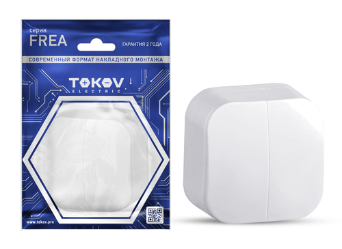 Выключатель TOKOV ELECTRIC 2-кл. ОП Frea 10А IP20 250В АБС-пластик бел. TKE-FR-V2-C01, картинка