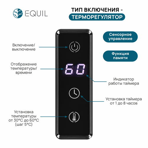 Полотенцесушитель электрический СМАРТ бытовой 500х870 бел 8П сенсорный терморегулятор, крупный план