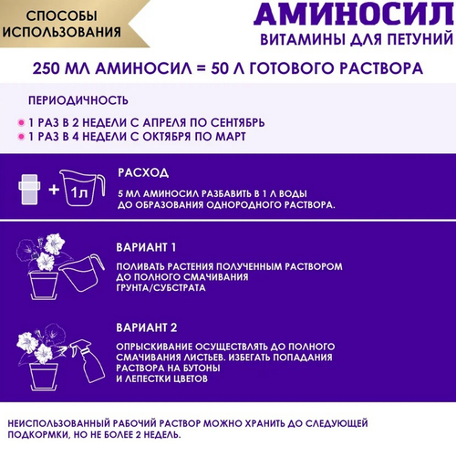 Удобрение АМИНОСИЛ Концентрат д/петуний 250мл, детальное фото