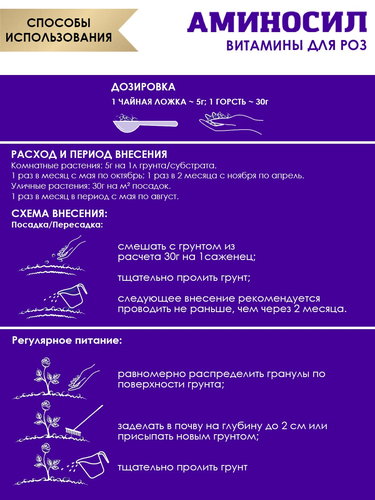 Удобрение АМИНОСИЛ Гранулы д/роз 50гр, детальное фото