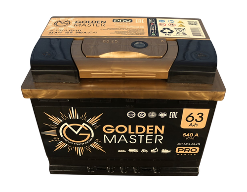 Аккумулятор автомобильный GOLDEN MASTER Pro 6СТ-63 (L)-(1) 540А, изображение