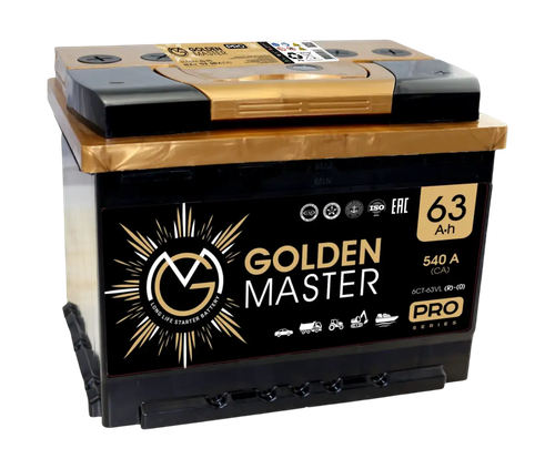 Аккумулятор автомобильный GOLDEN MASTER Pro 6СТ-63 (R)-(0) 540A, вид