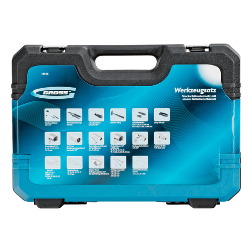 Набор инструментов GROSS 1/4", 1/2", CrV, 120 зубьев, 76 предметов, изображение