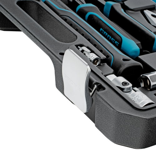 Набор инструментов GROSS 1/4", 1/2", CrV, 120 зубьев, 76 предметов, крупный план