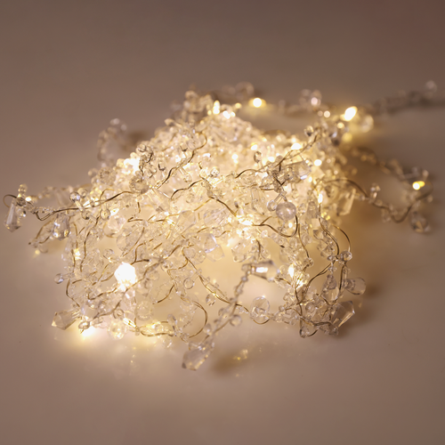 Электрогирлянда HOMECLUB Бусы 50LED, 5м, теплый белый, IP20, изображение
