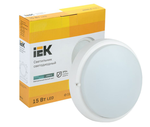 Светильник IEK LED ДПО 4003 15Вт IP54 4000K круг белый, фото