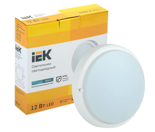 Светильник IEK LED ДПО 4002 12Вт IP54 4000K круг белый, изображение