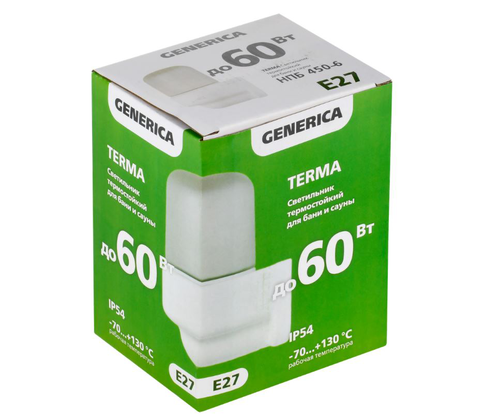 Светильник GENERICA термостойк TERMA E27*60Вт НПБ 450-6 IP54 белый угол, изображение