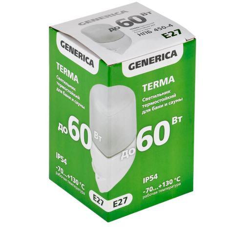 Светильник GENERICA термостойк TERMA E27*60Вт НПБ 450-4 IP54 белый наклон, фото