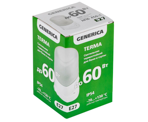 Светильник GENERICA термостойк TERMA E27*60Вт НПБ 450-1 IP54 белый, фотография
