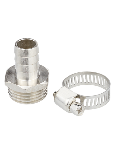 Комплект для подключения садового шланга MASTERPROF 1/2" с наружной резьбой 1/2", штуцер и хомут, фотография