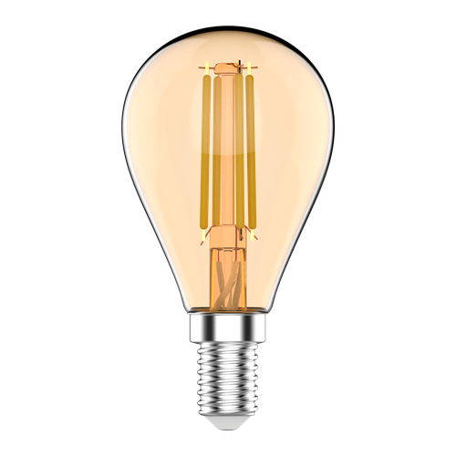 Лампа GAUSS Basic Filament Шар 3,8W 350lm 2400К Е14 golden LED 1/10/50, вид