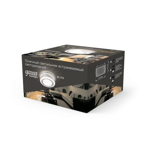 Светильник GAUSS Backlight BL143 Кругл.Gu5.3, 3W, LED 3000K 1/40 белый матовы, детальное фото