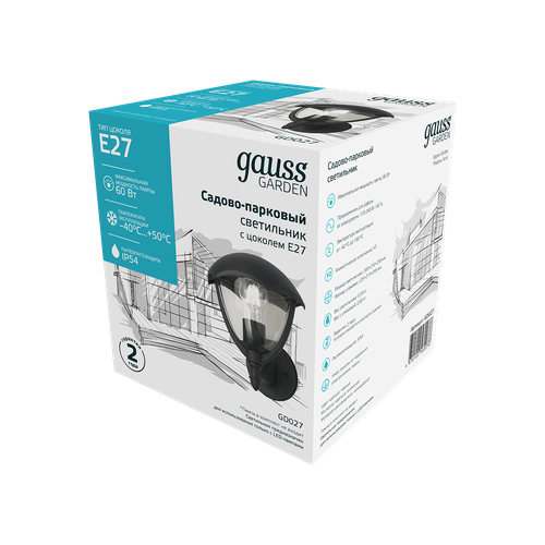 Светильник GAUSS садово-парковый Aura на стену вверх 60W, 1хE27, 188х210х238м, детальное фото