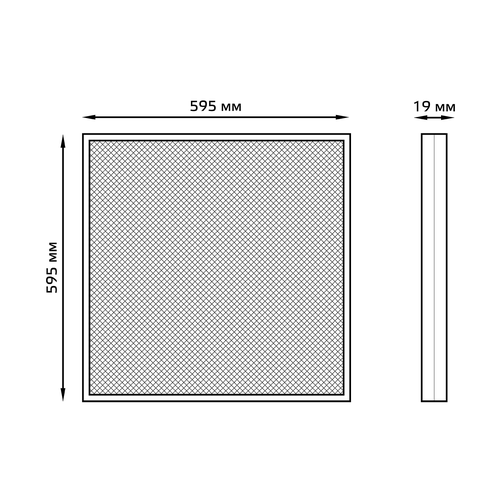Светильник GAUSS офисный 48W 4500lm 4000K IP20 595х595х19мм призма LED 1/4, фотография