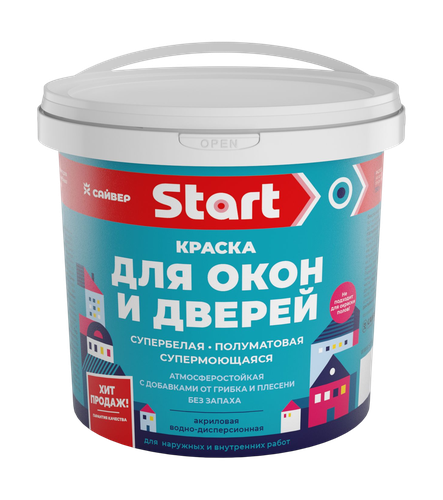 Эмаль акриловая для окон и дверей СТАРТ белая 1кг, картинка