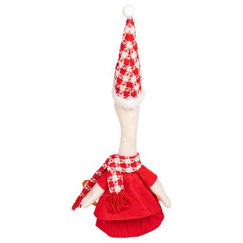 Фигура новогодняя классика, Гусь с мягкими ножками, мальчик, 16×12×73см, красная, фотография