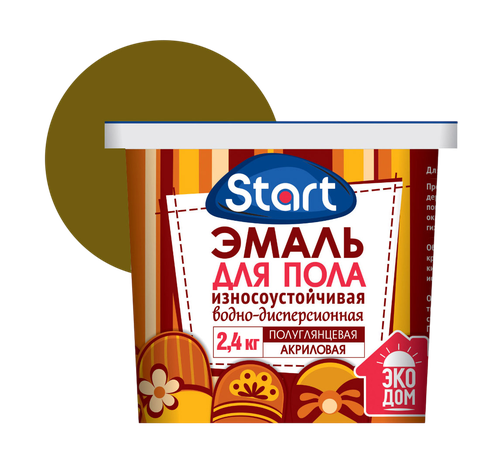 Эмаль акриловая для пола СТАРТ золотисто-коричн. 2,4кг, детальное фото