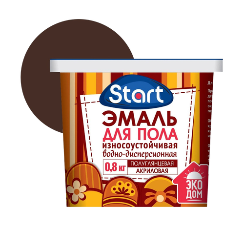 Эмаль акриловая для пола СТАРТ красно-коричн. 0,8кг, детальное фото