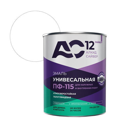 Эмаль алкидная АС-12 ПФ-115 АС-12 белая 1,8кг, крупный план