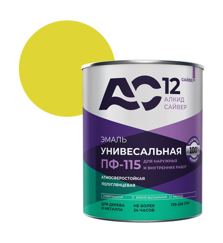 Эмаль алкидная АС-12 ПФ-115 АС-12 желтая 1,8кг, картинка
