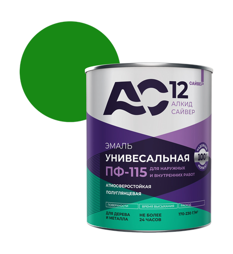 Эмаль алкидная АС-12 ПФ-115 АС-12 зеленая 1,8кг, крупный план