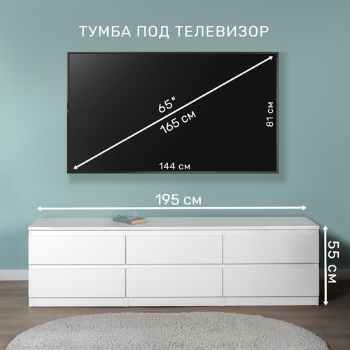 Тумба ШВЕДСКИЙ СТАНДАРТ Кастор 6 ящ. белый, изображение