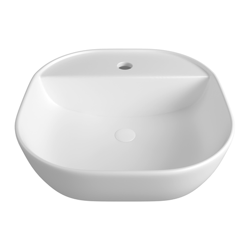 Раковина WATERSENSE Sabrina 40 накладная с полочкой белая, крупный план