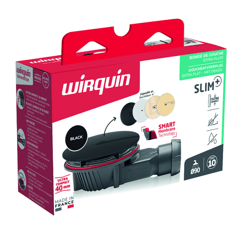 Сифон WIRQUIN для душевого поддона Slim+ черная крышка, крупный план