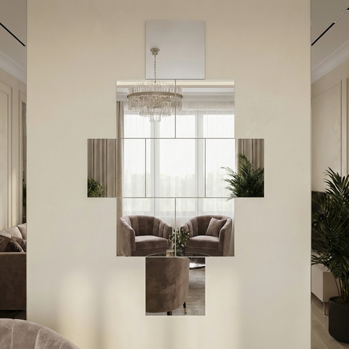 Плитка OMEGA GLASS зеркальная серебро 20х20 кв 4шт б/фац, фото